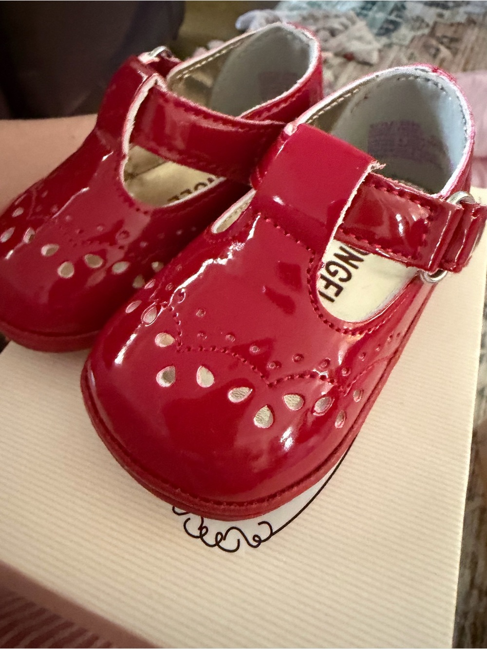 Angels Bright Red Patent Mary Jane with Cutout Accents